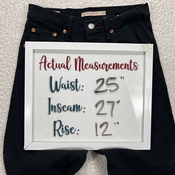 Levi’s Premium Ribcage Straight Ankle Jeans Women’s 27 (25x27) Black Streetwear - Picture 12 of 13